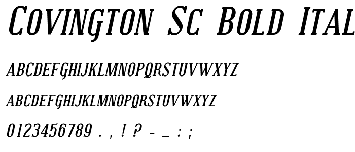 Covington SC Bold Italic font